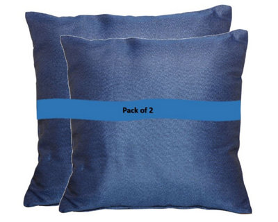 Pair of Outdoor Garden Sofa Chair Furniture Scatter Cushions - Blue Plain