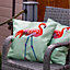 Pair of Outdoor Garden Sofa Chair Furniture Scatter Cushions- Solo Flamingo