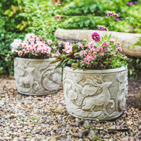 Pair of Peacock Design Stone Planter pots