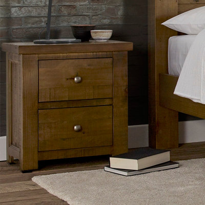 Pair of Plank 2 Drawer Wooden Bedside Tables