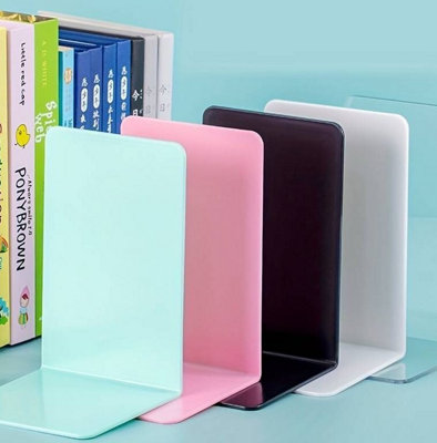 Pair of Plastic Bookend Anti Slip Book End Stand Support Office School ...