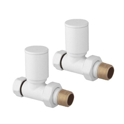 Pair Of Round White Straight Radiator Valves | DIY at B&Q