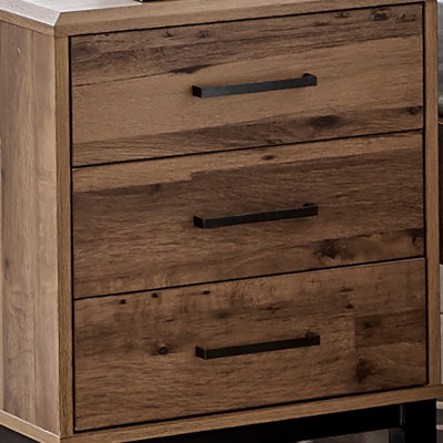 Pair of Rustic Brookes 3 Drawer Bedside Tables - Black Feet