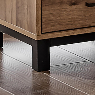 Pair of Rustic Brookes 3 Drawer Bedside Tables - Black Feet