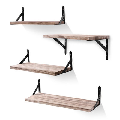Pair of Rustic Industrial Floating Wall Shelves - Wood & Metal Storage ... - Floating Industrial Shelves