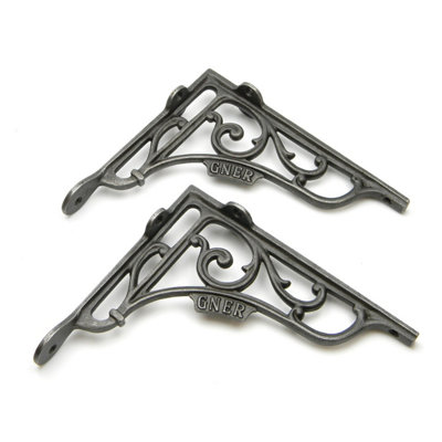 Pair of Shelf Brackets GNER Cast Antique Iron 150mm x 150mm / 6.0 DIY
