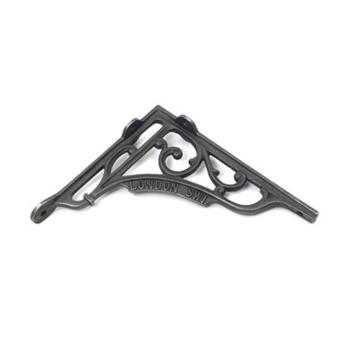 Pair of Shelf Brackets London SW1 Cast Antique Iron 200mm x 180mm / 8