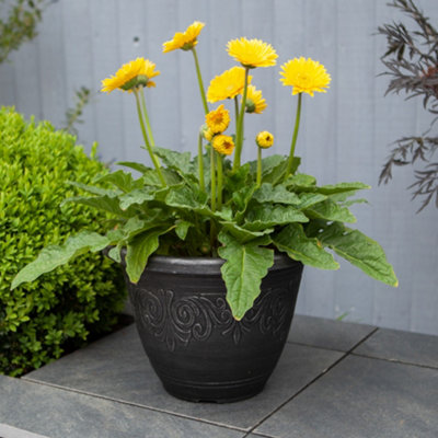 Pair of Silver Round Laurel Planters Containers For Growing