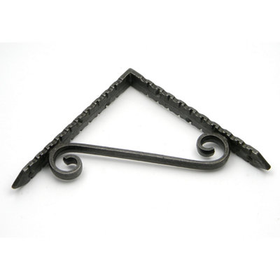 Pair of Simple Scroll Shelf Brackets Antique Cast Iron 150mm x 150mm