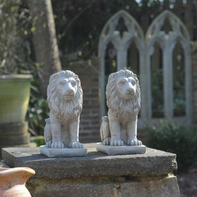 Pair of Small Bavarian Lion Garden sculptures