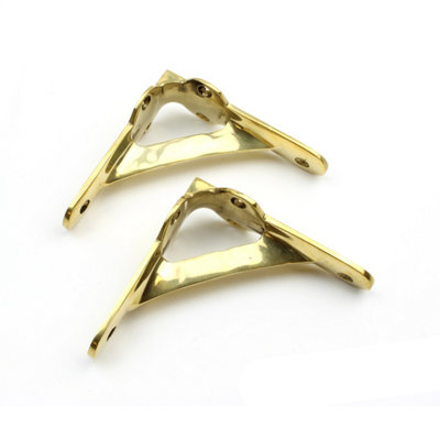Pair of Solid Brass Gallows Style Shelf Brackets - 90mm x 90mm - 3