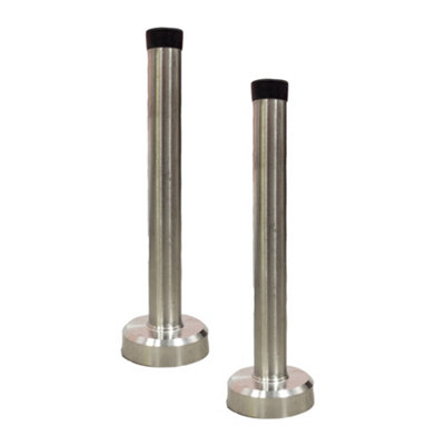 Pair of Stainless Steel Wall Mounted Door Stops 150mm with Rubber Buffer