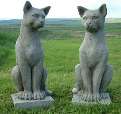 Pair of Standing Cats Gatepost Garden Ornaments
