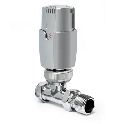 Pair of Straight Chrome Thermostatic Radiator Valves