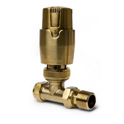 Pair of Straight Gold Thermostatic Radiator Valves