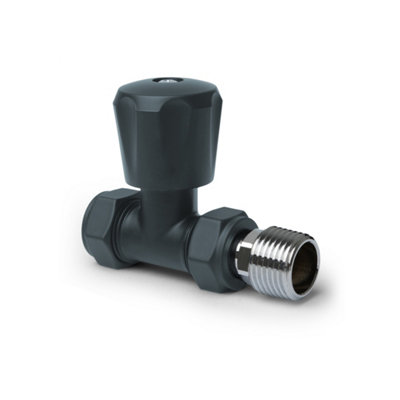 Pair of Straight Grey Thermostatic Radiator Valves - 3