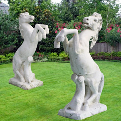 Pair of Stunning Large Rearing Horse Statues