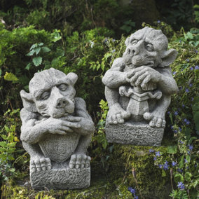 Pair of 'Sword and Shield' Gargoyles Statues