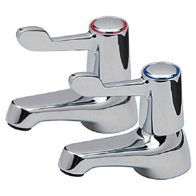 Pair Of Traditional Contract Lever Basin Taps Chrome WRAS Approved