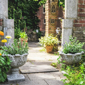 Pair of Tulip Design Stone Cast Garden Vases