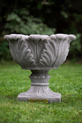 Pair of Tulip Design Stone Cast Garden Vases