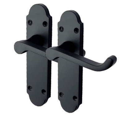 Pair of Victorian Epsom Matt Black Door Handle - Latch