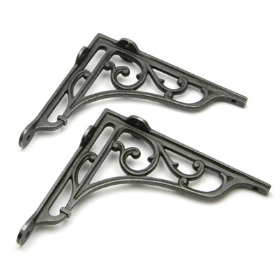 Pair of Victorian Style Heritage Cast Iron Shelf Brackets - 7" x 7.75"