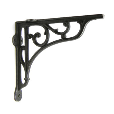 Pair of Victorian Style Heritage Cast Iron Shelf Brackets - 7" x 7.75" - 3
