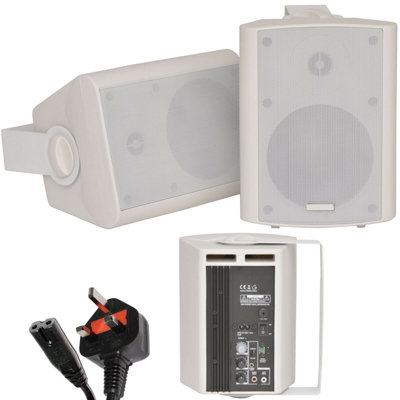 Pair of White 60W Powered/Active Wall Speakers Satellite Stereo Home Cinema HiFi