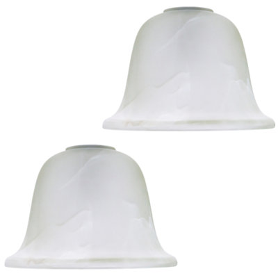Pair of White Alabaster Glass Shades with Traditional Shape for E14 and E27