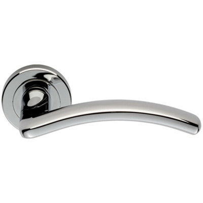 PAIR Oval Shape Arched Bar Lever on Round Rose Concealed Fix Polished Chrome