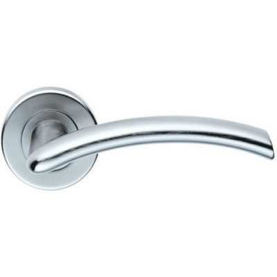 PAIR Oval Shaped Arched Bar Handle Concealed Fix Round Rose Satin Chrome