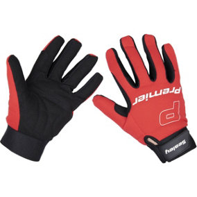 PAIR Padded Mechanics Gloves - XL - Washable Workshop Power Tool Gloves