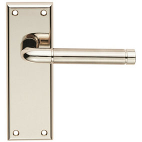 PAIR Round Bar Handle on Latch Backplate 150 x 50mm Polished & Satin Nickel