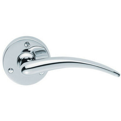 PAIR Slim Arched Tapered Lever on 58mm Round Rose Polished Chrome Door ...