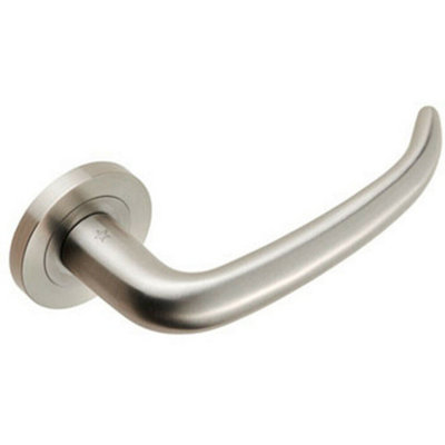 PAIR Slim Rounded Inward Curved Lever on Round Rose Concealed Fix Satin ...