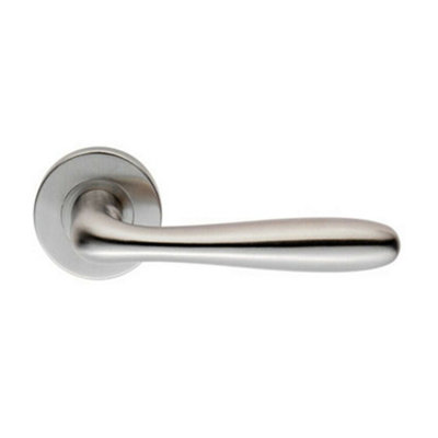 PAIR Smooth Rounded Bar Handle on 8mm Round Rose Concealed Fix Satin Steel