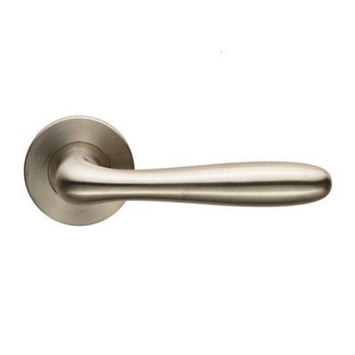 PAIR Smooth Rounded Bar Handle on Slim Round Rose Concealed Fix Satin Steel