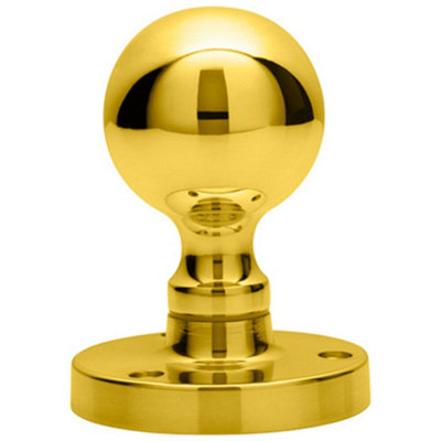 PAIR Solid Ball Mortice Door Knob 45mm Diameter Polished Brass Door Handle