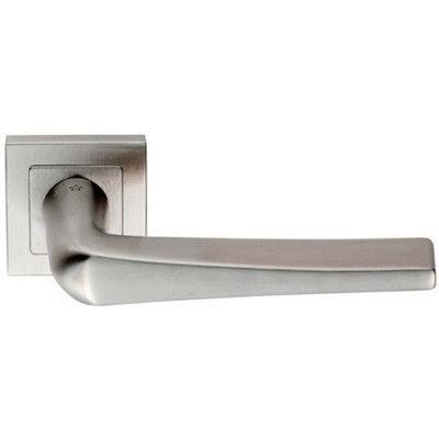 PAIR Square Cut Tapered Handle on Square Rose Concealed Fix Satin Steel