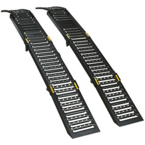 PAIR Steel Folding Loading Ramps - 500KG Capacity per Pair - Van Trailer Loading