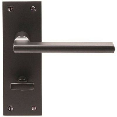 PAIR Straight Bar Handle on Slim Bathroom Backplate 150 x 50mm Matt Bronze