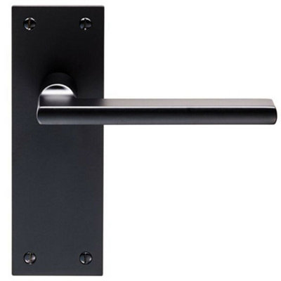 PAIR Straight Bar Handle on Slim Latch Backplate 150 x 50mm Matt Black Price Comparisons | Compare The Build
