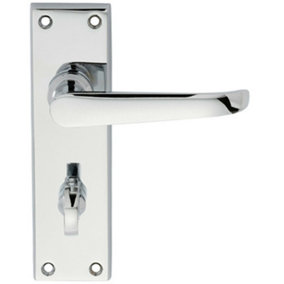 PAIR Straight Victorian Lever on Bathroom Backplate 150 x 42mm Polished Chrome