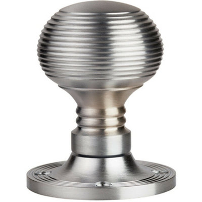 PAIR Textured Rimmed Mortice Door Knob 52mm Dia Satin Chrome Beehive Knob