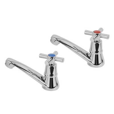 Pair Twin Taps Set Hot and Cold Pair Tap Traditional Bath Bathroom ...