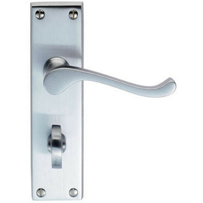 PAIR Victorian Scroll Handle on Bathroom Backplate 155 x 41mm Satin Chrome