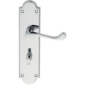 PAIR Victorian Scroll Lever on Bathroom Backplate 205 x 49mm Polished Chrome