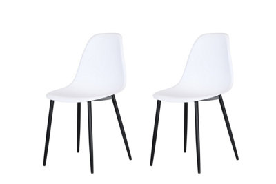 PAIR White Aspen curve plastic chairs with black metal legs