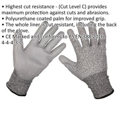 PAIR XL Anti-Cut PU Gloves - Coated Palm for Added Grip - Abrasion Resistant